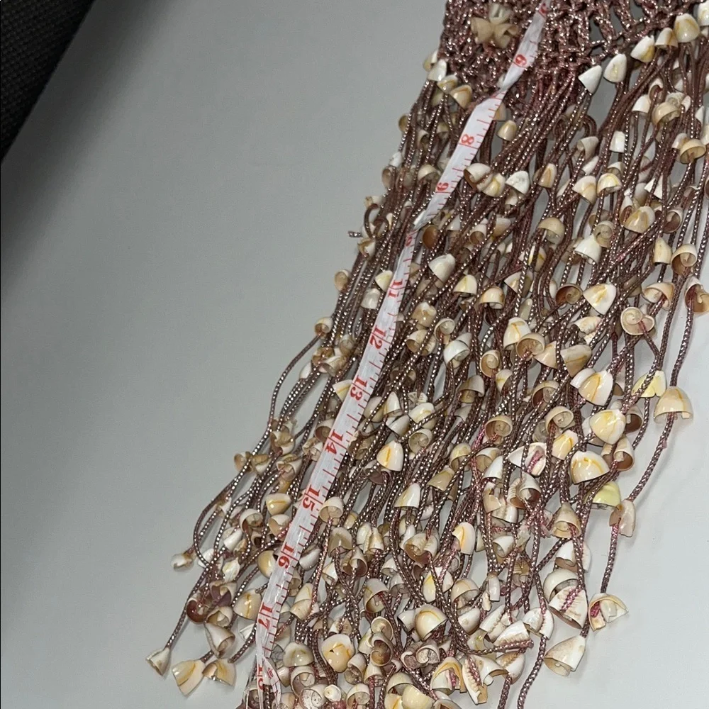 Source Unknown Shelled Boho Hair Accessory w/ metallic pink cording
